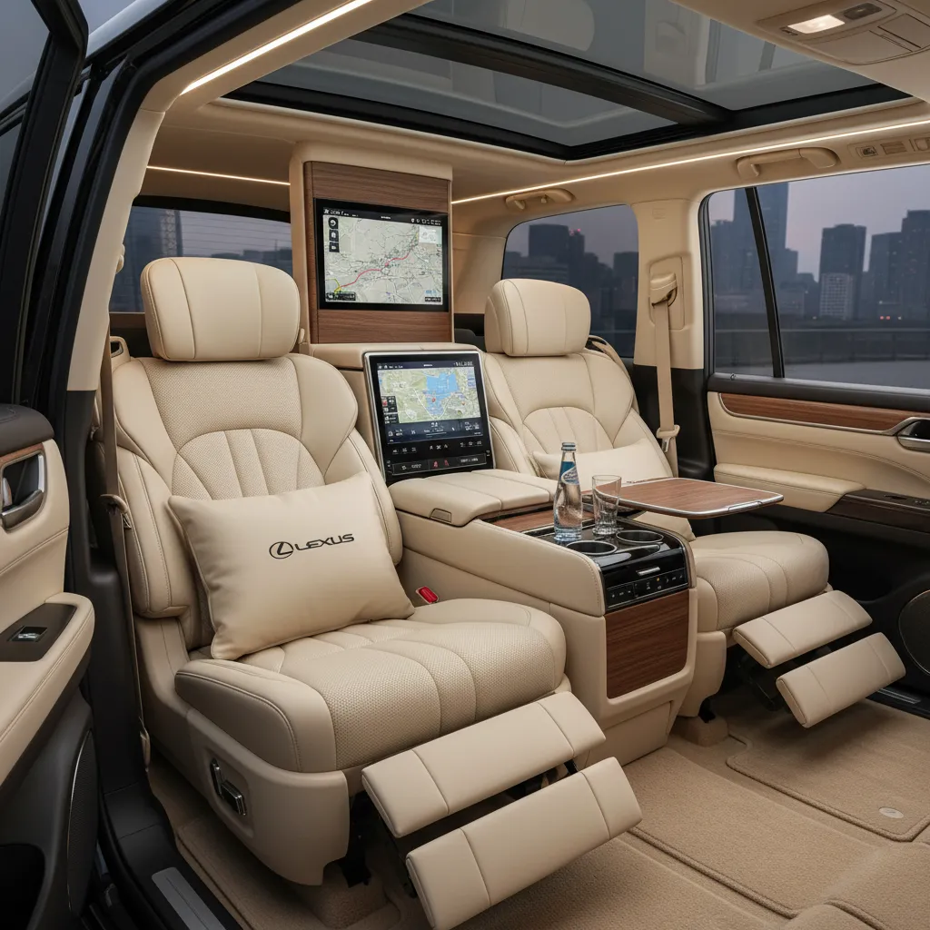Không gian thương gia độc lập và xa xỉ ở hàng ghế sau của phiên bản LX600 VIP