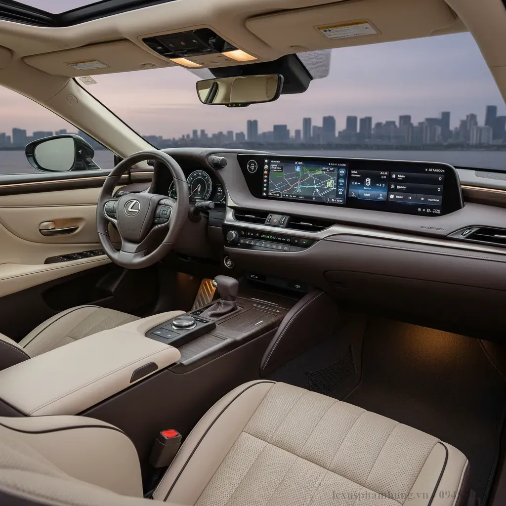 Khoang l&aacute;i Lexus ES250 2026 với thiết kế tinh tế tập trung v&agrave;o người l&aacute;i v&agrave; c&ocirc;ng nghệ hiện đại