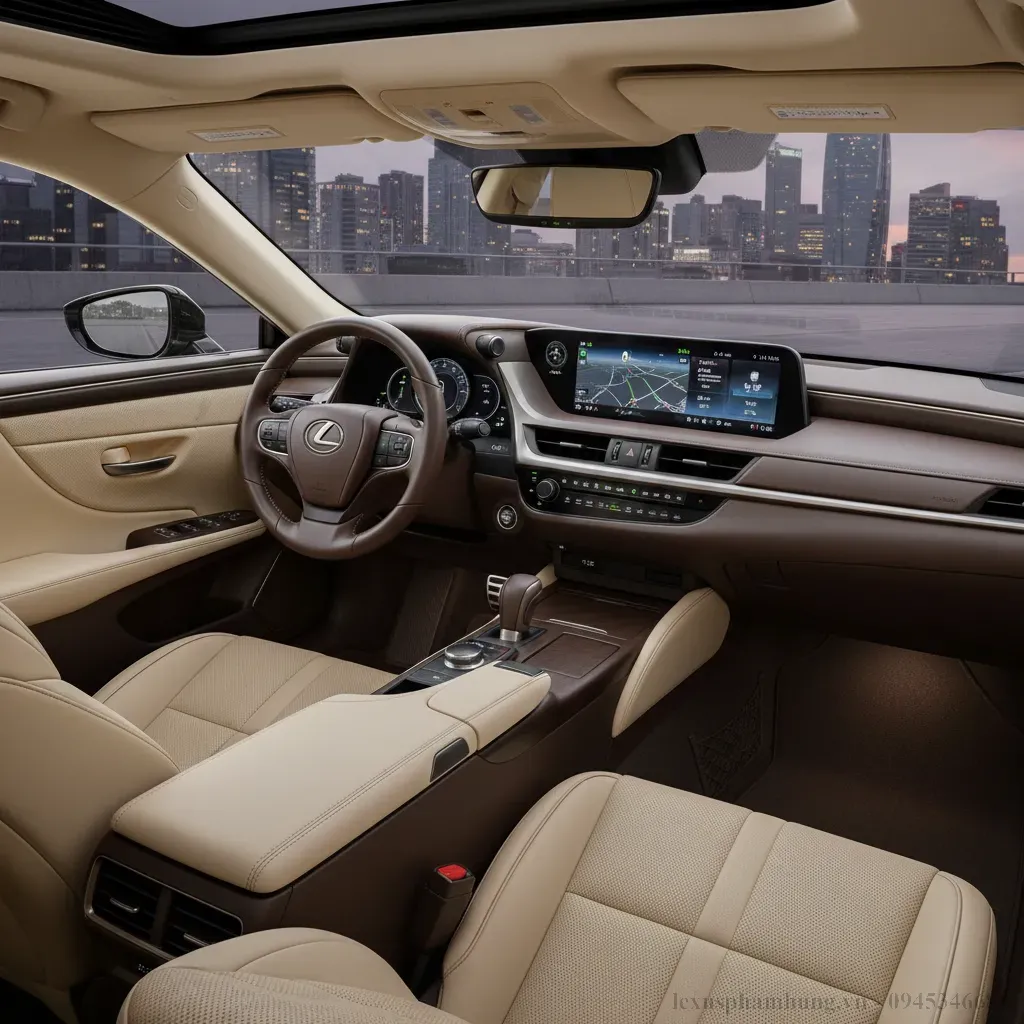 Nội thất Lexus ES250 2026 với những trang bị tiện nghi hiện đại ảnh hưởng đến gi&aacute; trị xe v&agrave; chi ph&iacute; lăn b&aacute;nh
