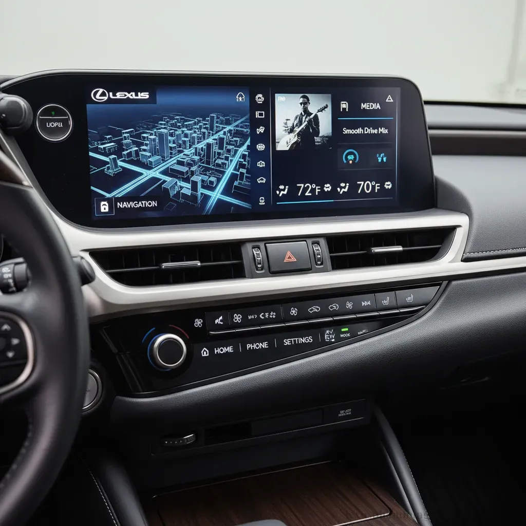 M&agrave;n h&igrave;nh giải tr&iacute; cảm ứng trung t&acirc;m hiện đại tr&ecirc;n Lexus ES250 2026