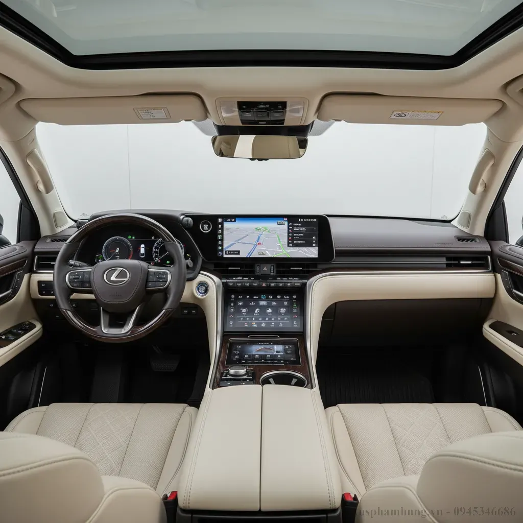 Khoang l&aacute;i Lexus LX600 2026 với c&ocirc;ng nghệ hiện đại m&agrave;n h&igrave;nh k&eacute;p v&agrave; vật liệu cao cấp