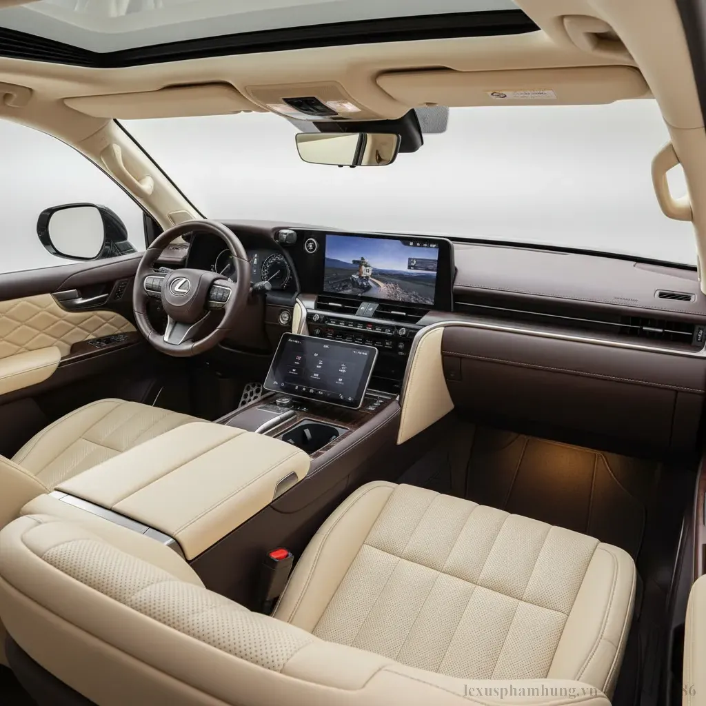 Khoang l&aacute;i sang trọng v&agrave; tiện nghi của Lexus LX600 2026