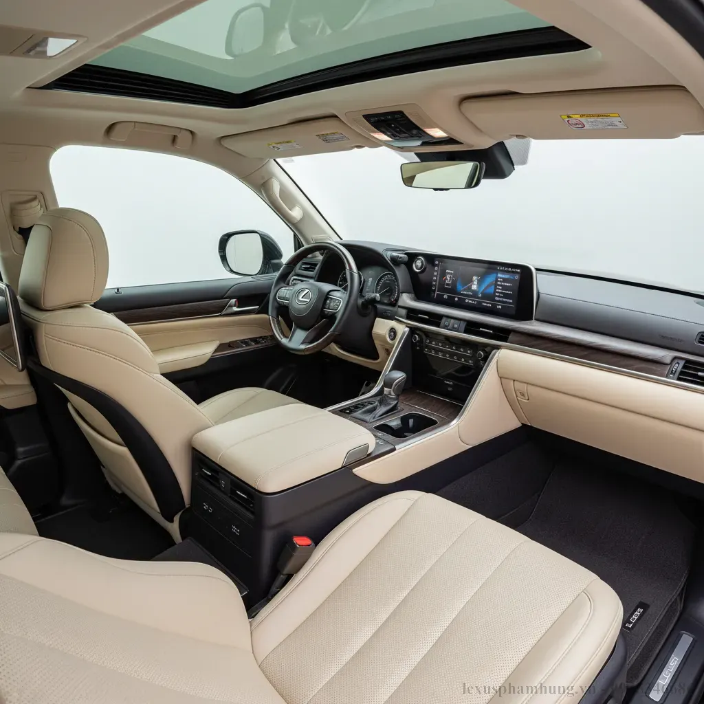 Tổng quan kh&ocirc;ng gian nội thất Lexus LX600 2026 với thiết kế sang trọng