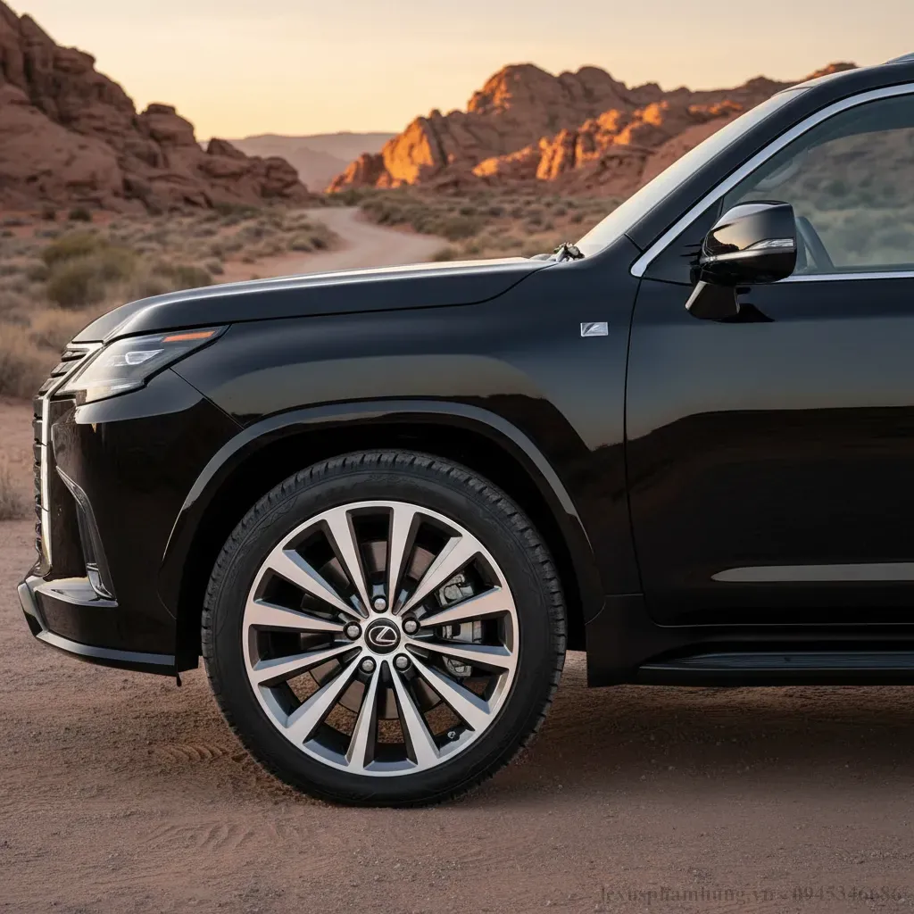 Thiết kế thân xe bề thế và lựa chọn mâm xe đa dạng trên Lexus LX600 2026