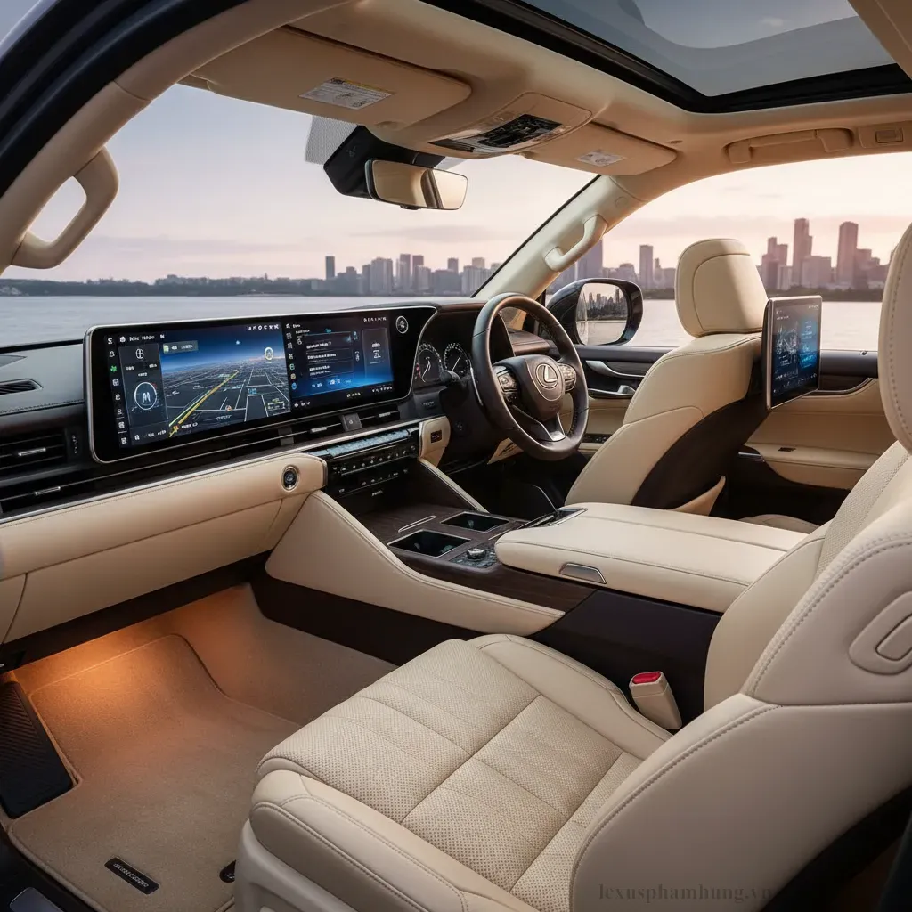 Khoang l&aacute;i hiện đại v&agrave; tiện nghi của Lexus LX600 2026