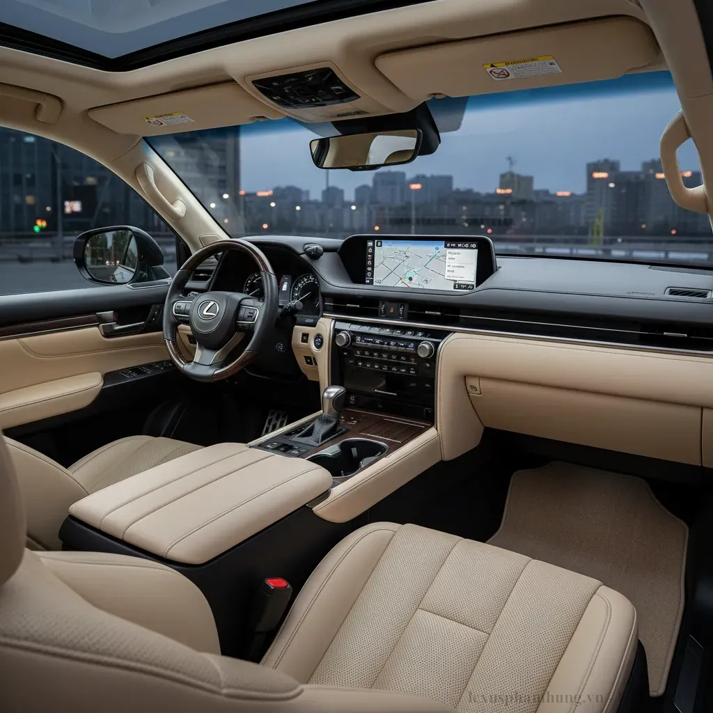 Khoang l&aacute;i sang trọng v&agrave; c&ocirc;ng nghệ hiện đại của Lexus LX600 2026
