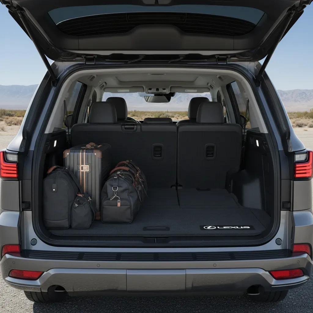 Khoang h&agrave;nh l&yacute; linh hoạt v&agrave; rộng r&atilde;i của Lexus LX600 2026