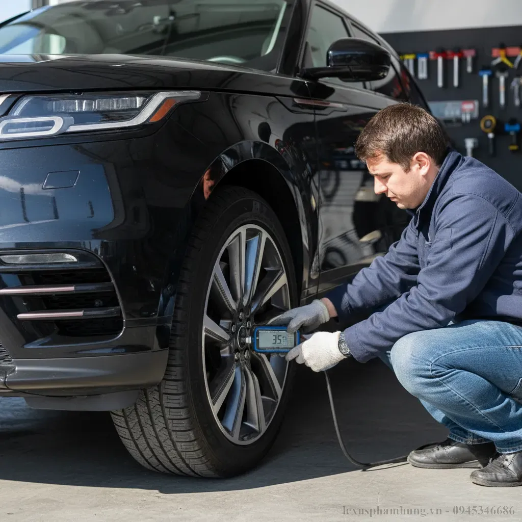 Kiểm tra &aacute;p suất lốp định kỳ l&agrave; bước bảo dưỡng quan trọng cho Lexus LX600 2026