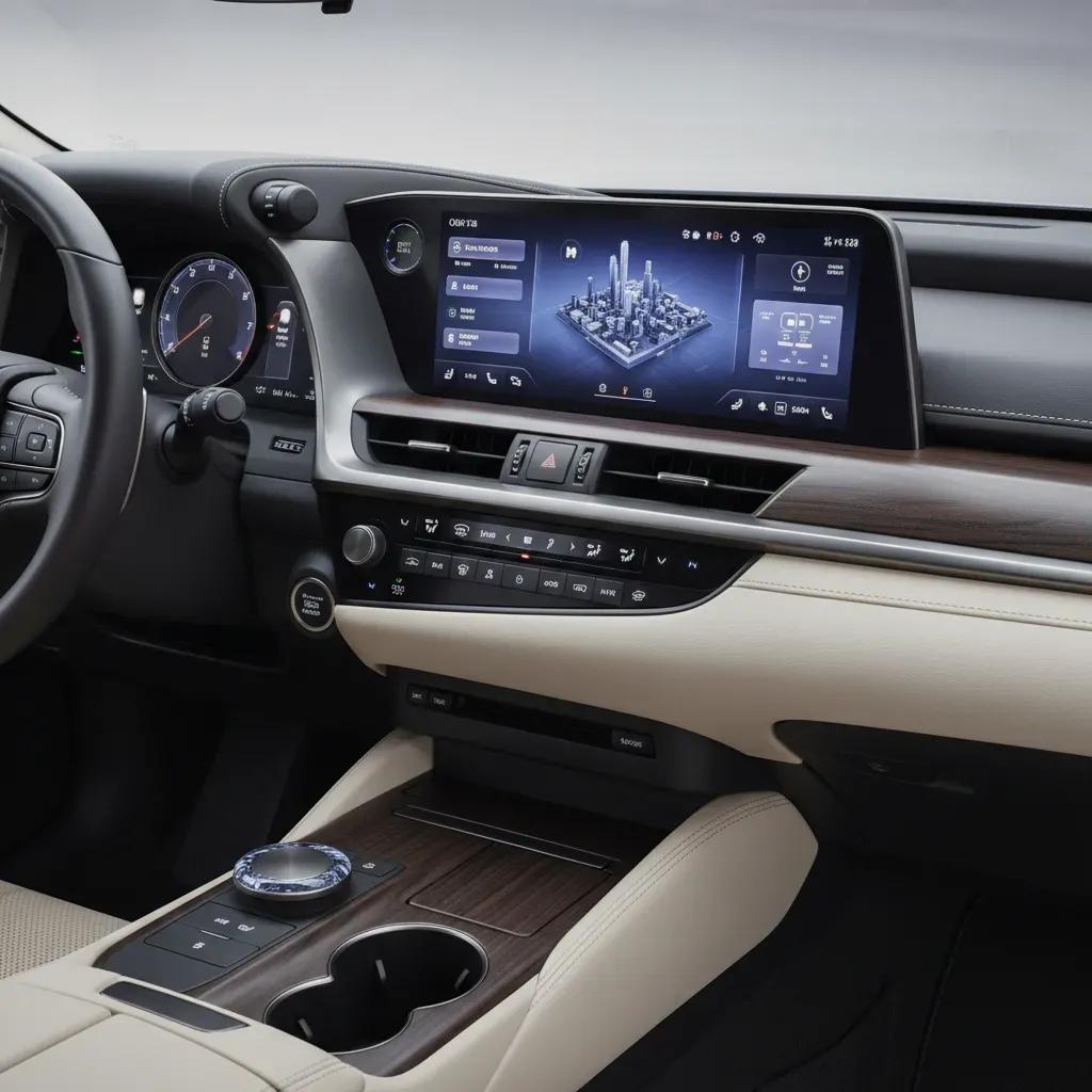 Nội thất Lexus ES 2026 với m&agrave;n h&igrave;nh giải tr&iacute; lớn v&agrave; vật liệu cao cấp