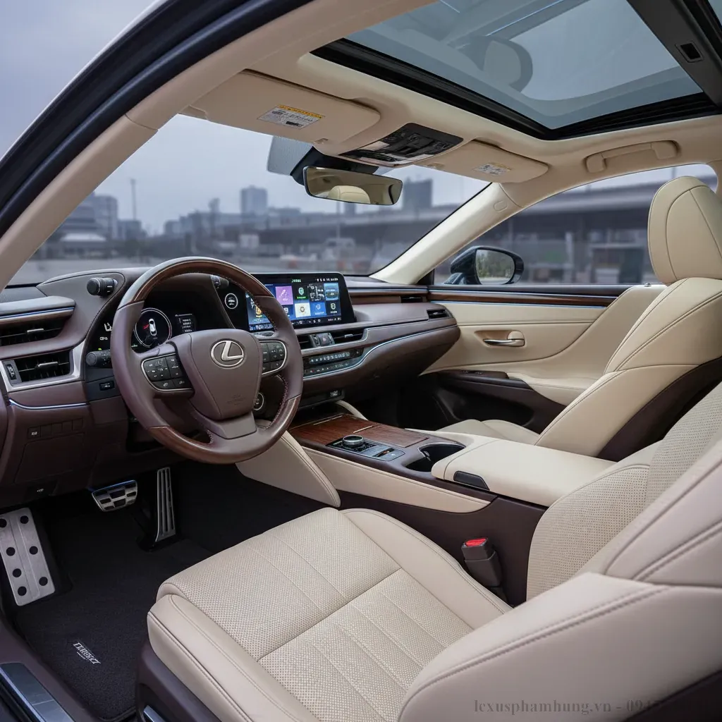 Khoang nội thất sang trọng với nhiều công nghệ hiện đại trên Lexus ES 2026