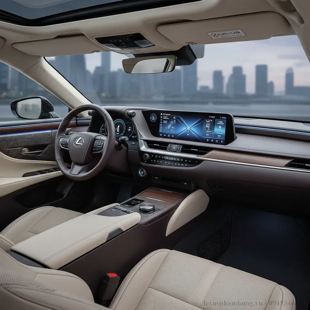 Kh&ocirc;ng gian nội thất Lexus ES 2026 với c&ocirc;ng nghệ hiện đại v&agrave; vật liệu cao cấp