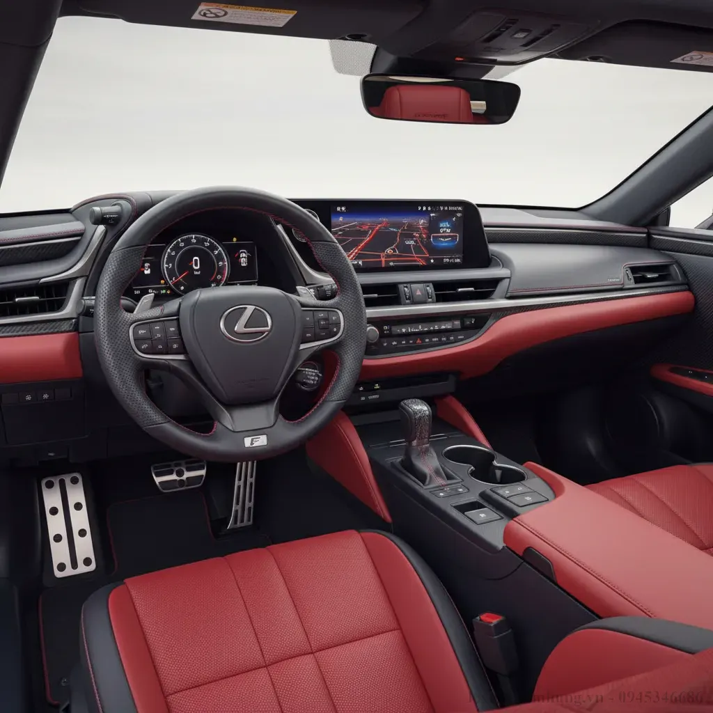 Kh&ocirc;ng gian nội thất Lexus ES 250 F Sport 2026 với ghế da thể thao v&agrave; bảng điều khiển hiện đại