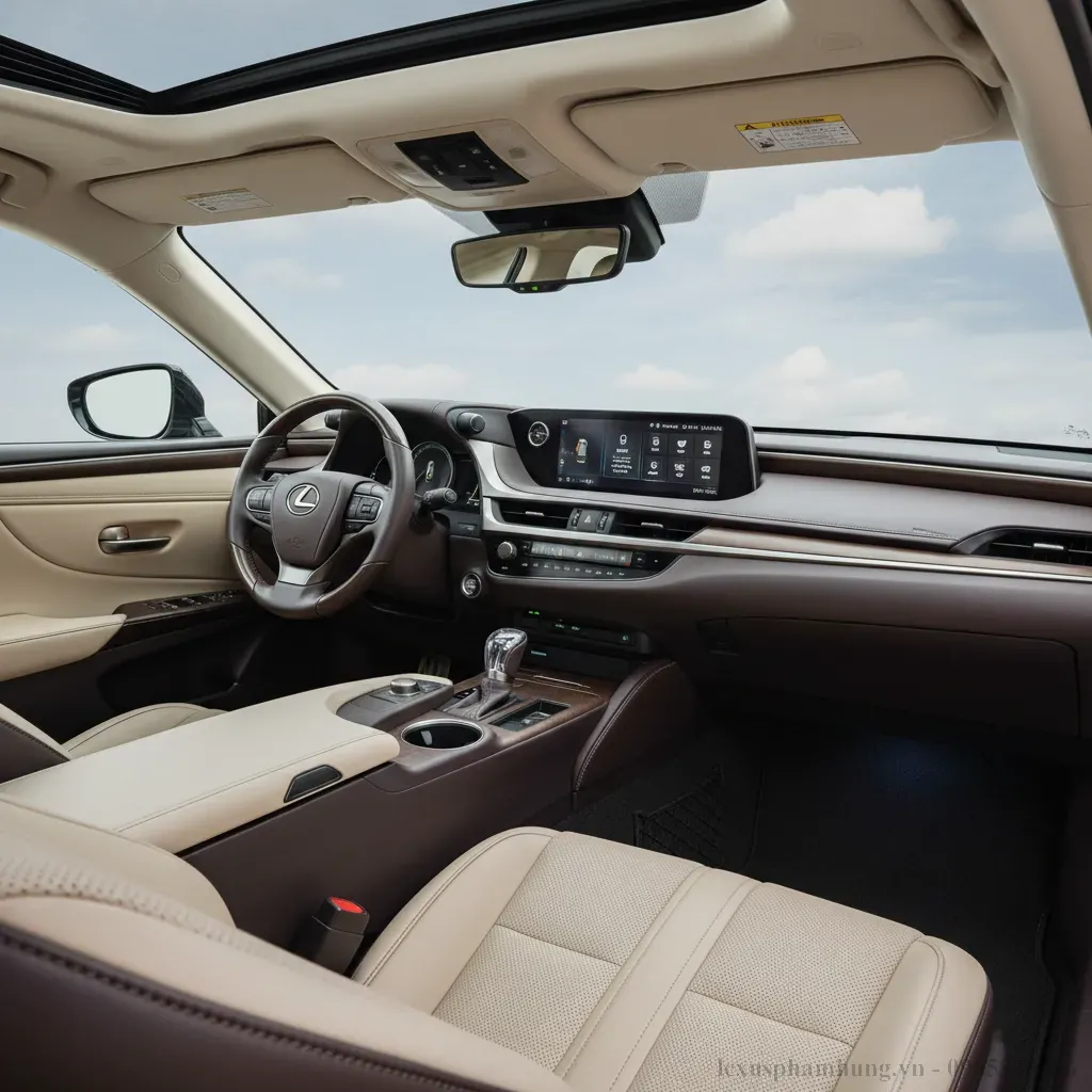 Nội thất Lexus ES 300h 2026 với thiết kế hiện đại và vật liệu cao cấp