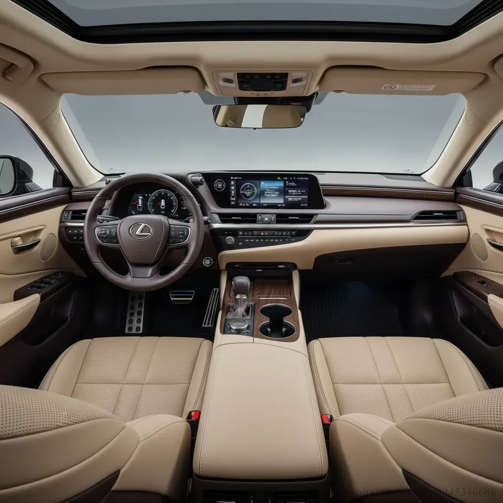 Khoang nội thất Lexus ES 2026 với m&agrave;n h&igrave;nh cảm ứng lớn v&agrave; vật liệu cao cấp