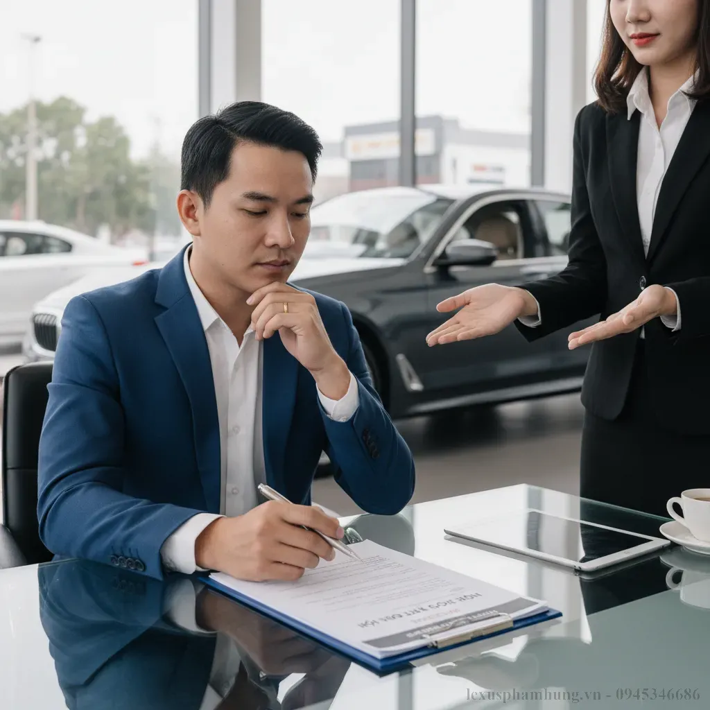 Khách hàng đang xem xét các lựa chọn trả góp cho Lexus ES 2026