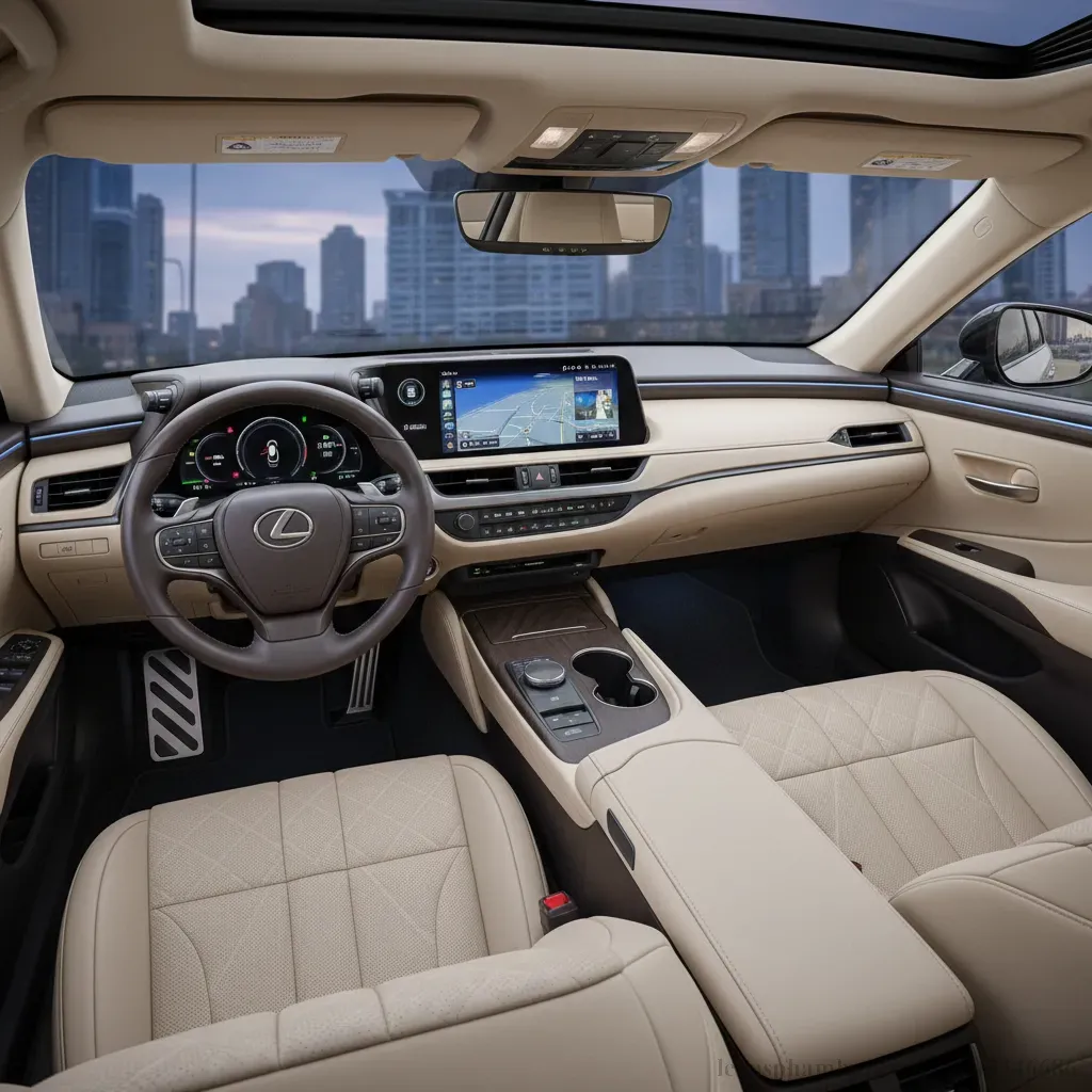 Khoang lái Lexus ES 2026 với thiết kế hiện đại và vật liệu cao cấp
