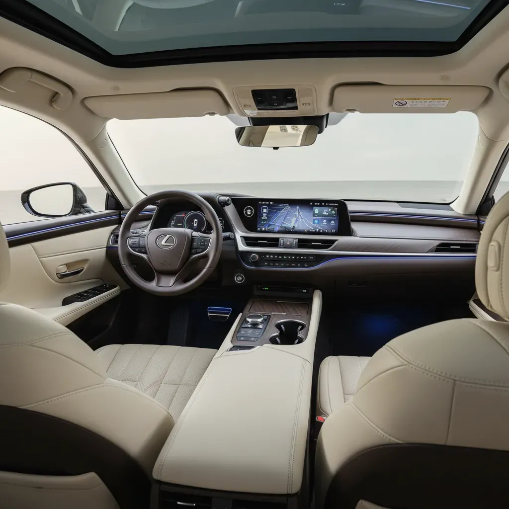 Khoang l&aacute;i sang trọng v&agrave; tiện nghi của Lexus ES 2026 t&iacute;ch hợp c&ocirc;ng nghệ giải tr&iacute; hiện đại