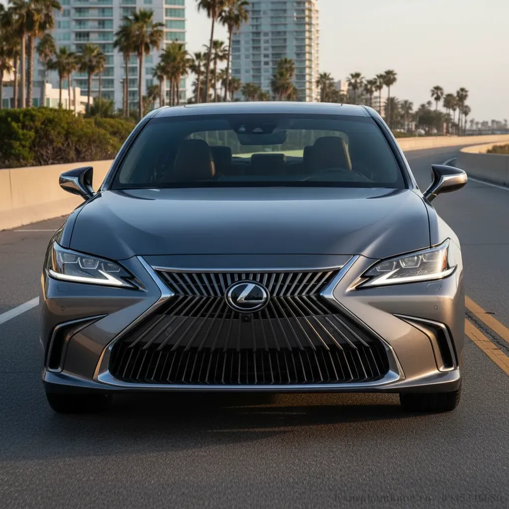 Thiết kế lưới tản nhiệt v&agrave; đ&egrave;n pha LED hiện đại của Lexus ES 2026