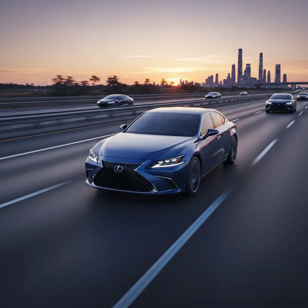 Lexus ES 2026 lướt đi mượt m&agrave; tr&ecirc;n đường cao tốc thể hiện sự &ecirc;m &aacute;i v&agrave; an to&agrave;n vượt trội
