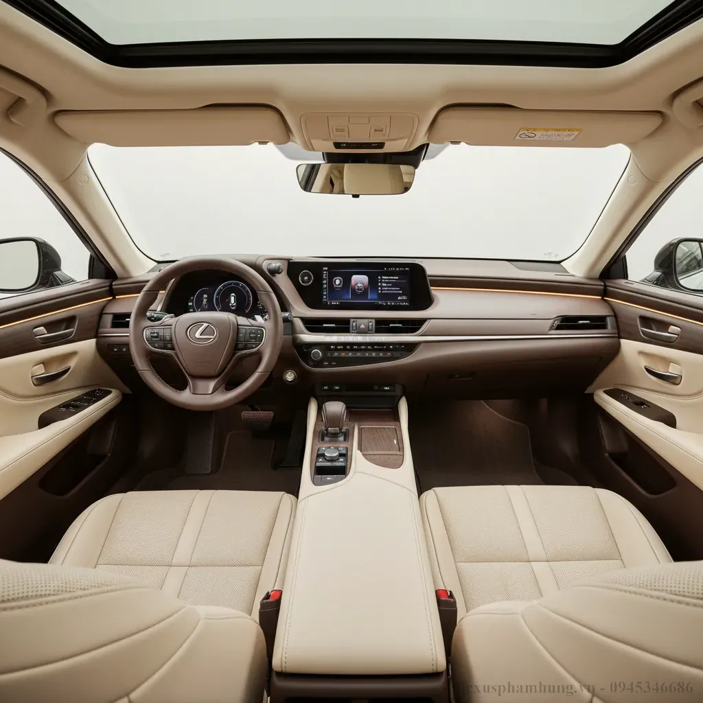 Tổng quan kh&ocirc;ng gian nội thất Lexus ES 2026 với thiết kế sang trọng v&agrave; hiện đại