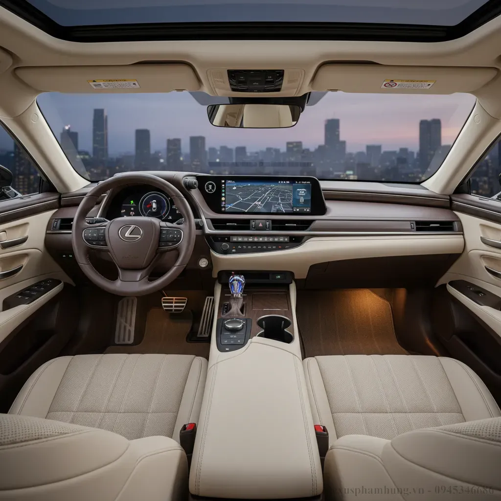 Khoang l&aacute;i tinh tế v&agrave; đầy đủ c&ocirc;ng nghệ của Lexus ES 2026