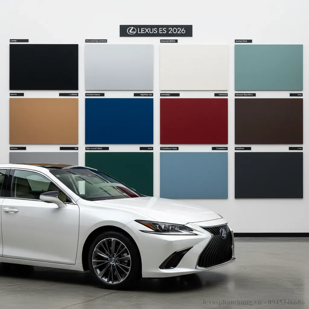 Kh&aacute;m ph&aacute; c&aacute;c t&ugrave;y chọn m&agrave;u sắc ngoại thất đa dạng v&agrave; tinh tế của Lexus ES 2026