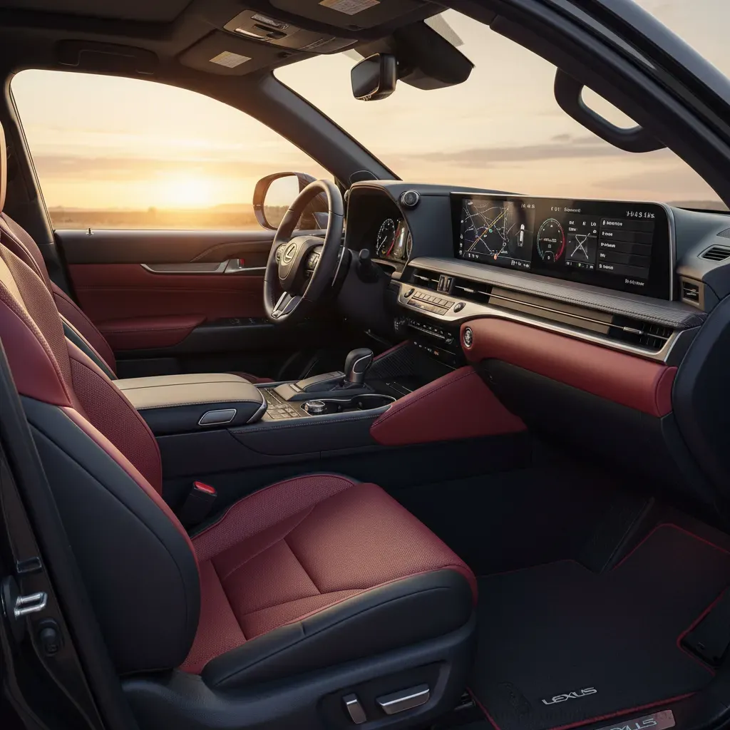 Nội thất Lexus LX600 F SPORT 2026 với ghế thể thao &ocirc;m s&aacute;t v&ocirc; lăng F SPORT v&agrave; c&aacute;c chi tiết ốp nh&ocirc;m phay xước