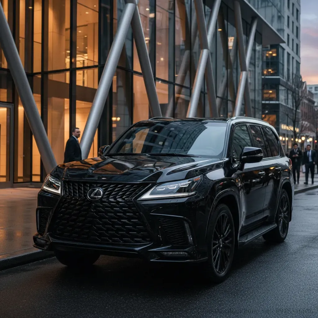 Ngoại thất Lexus LX600 F SPORT với lưới tản nhiệt đặc trưng v&agrave; m&acirc;m xe thể thao