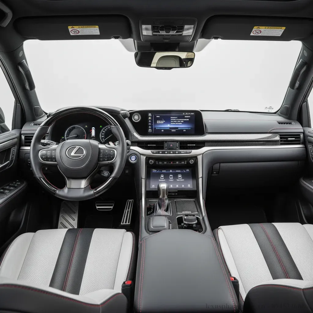 Khoang l&aacute;i c&ocirc;ng nghệ cao v&agrave; sang trọng của Lexus LX600 F SPORT