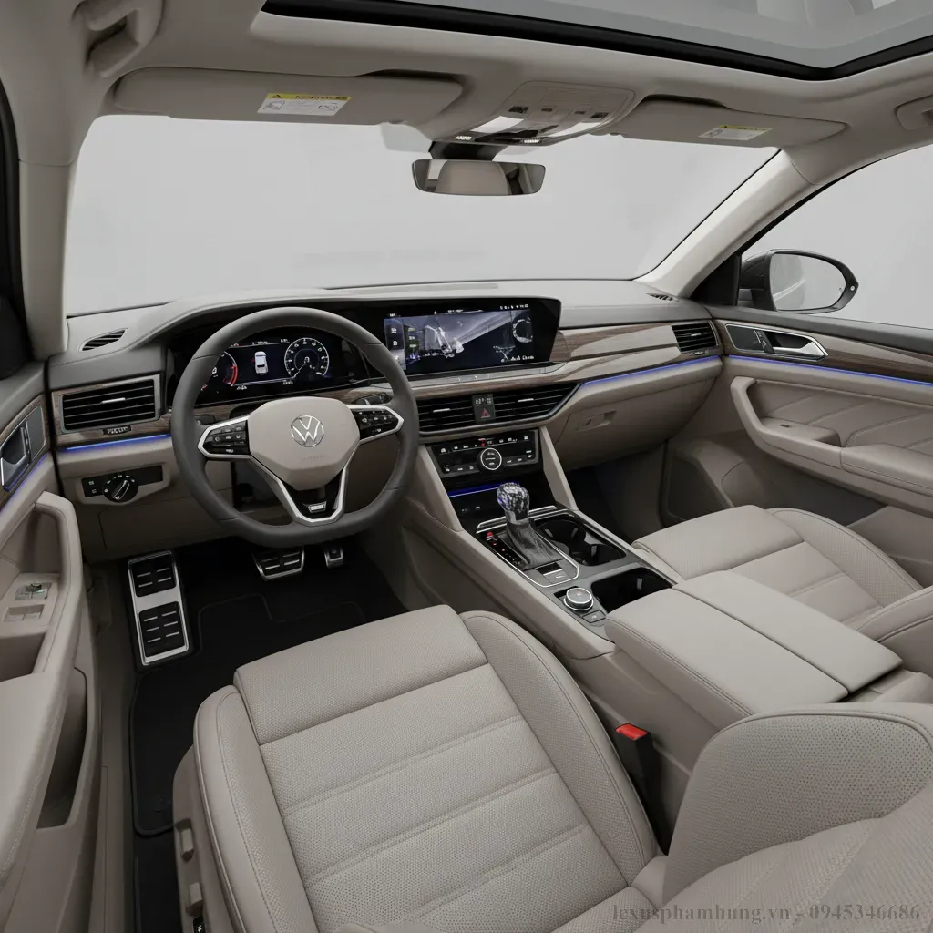 Khoang nội thất rộng r&atilde;i tiện nghi của Volkswagen Teramont Pro 2026 mang đến trải nghiệm di chuyển đẳng cấp