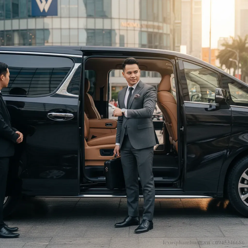 Hình ảnh một doanh nhân thành đạt biểu tượng của giới thượng lưu với chiếc Lexus LM
