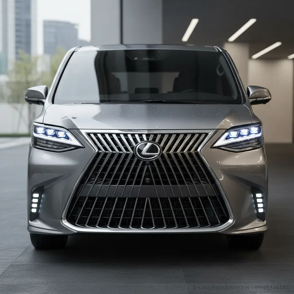 Lưới tản nhiệt Spindle Grille và đèn pha LED ma trận tối tân của Lexus LM 2026